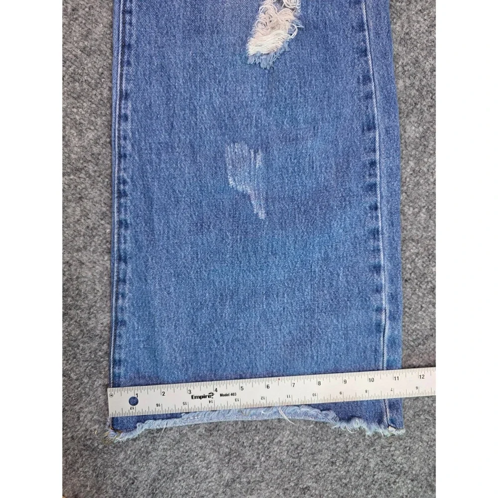Vibrant M.I.U. Distressed Wide Leg Jeans Womens 7/27 Blue High Rise Button‎ Fly